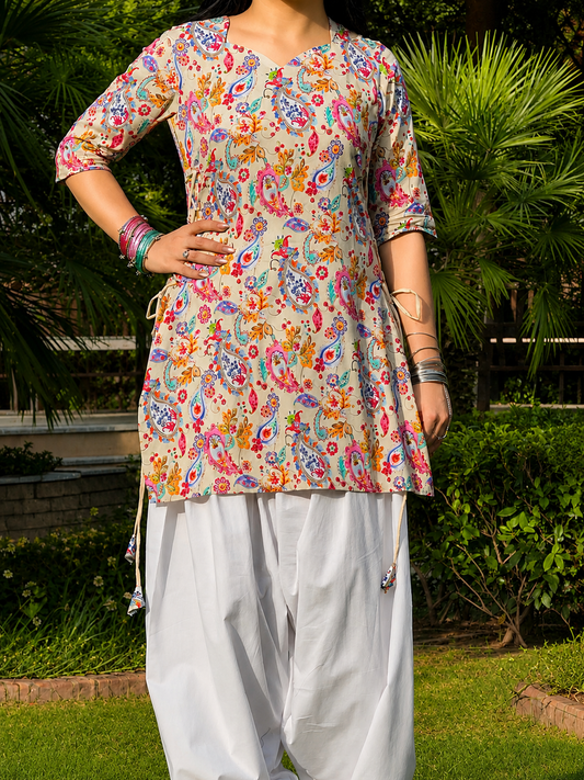 Paisley side corset kurti
